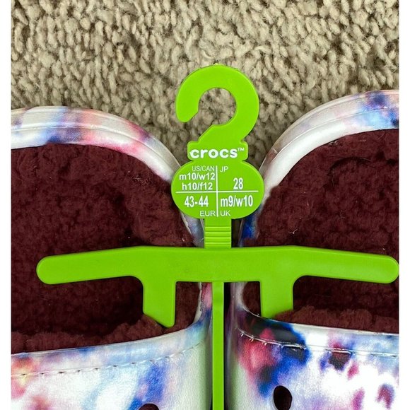 Crocs Classic Cozy Sandals Tie Dye Garnet Slip On Warm Fuzzy Unisex M10 W12 NWT - Picture 9 of 10
